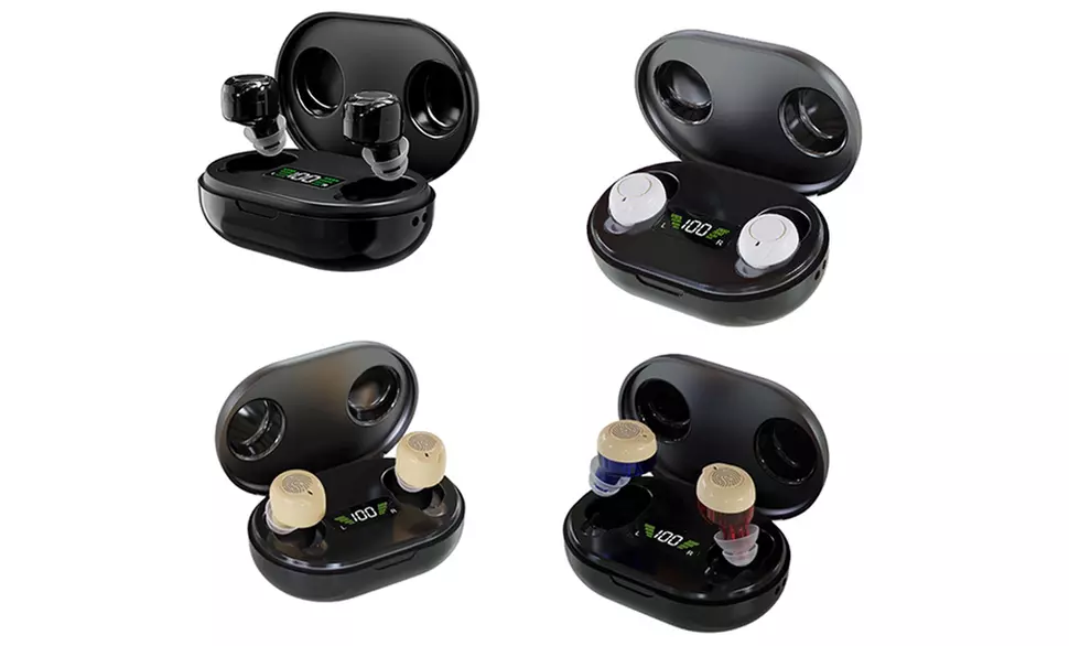 Hearing Aids with LED Charging Case; Smart Noise Reduction