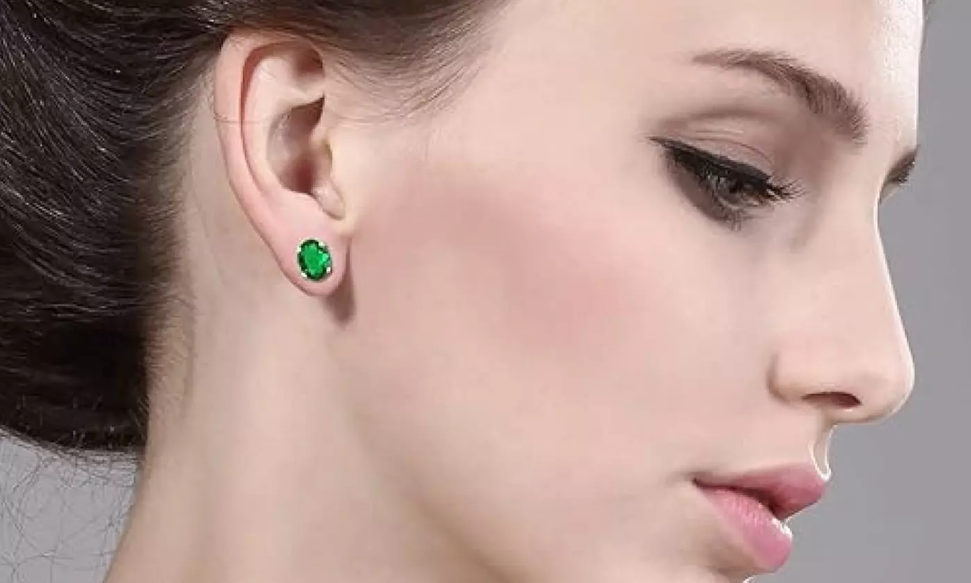 Sterling Silver May Birthstone Stud Earring Collection Made With Swarovski