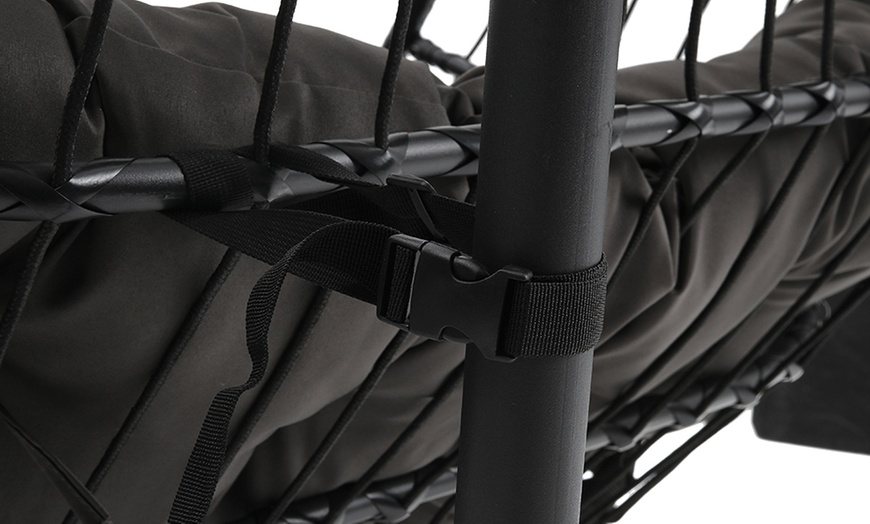 Image 31: Outdoor Cosy Rattan-Effect Hanging Egg Chair with Cushion