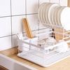 Image 2: Two-Tier Metal Dish Drying Rack with Removable Drip Tray