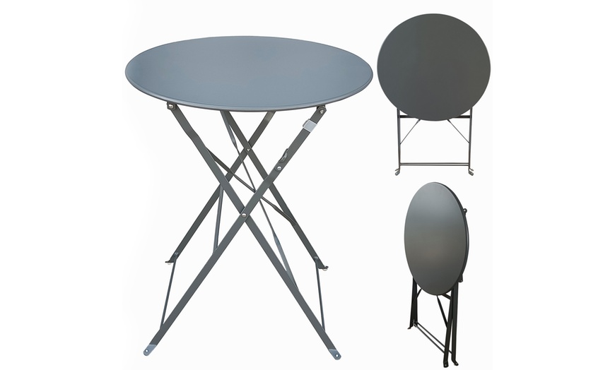 Image 4: Folding Metal Bistro Garden Furniture Set