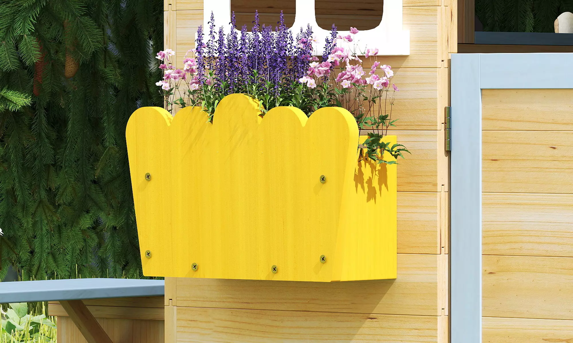 Outsunny Wooden Kids Playhouse