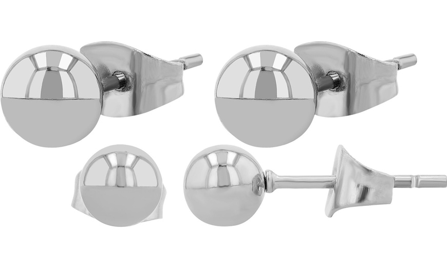 Image 26: Pendientes elegantes de acero inoxidable tipo botón
