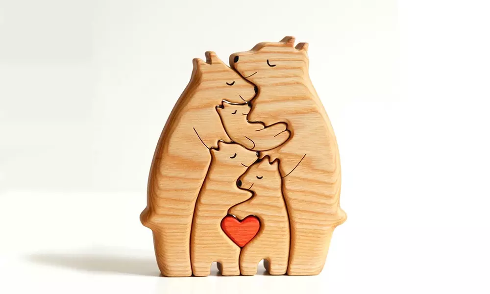 Bären-Familien-Puzzle aus Holz opt. mit Namensgravur von Justyling