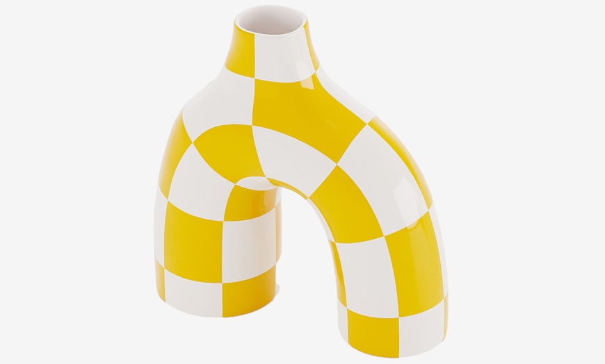 Image 3: Vase ou cache-pot à damier en céramique