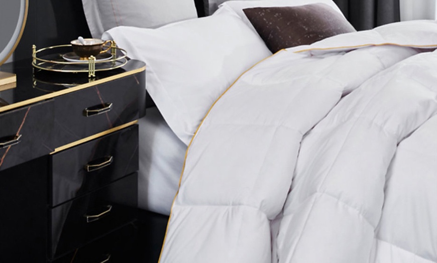 Image 4: Luxury Gold Coloured Piped Edge Winter Goose Feather & Down Duvet