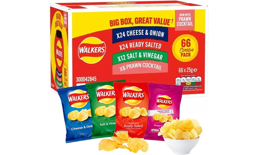 Image 2:  66-Pack Walkers Crisps or 60-Pack Snacks Variety Box (Quavers, Wotsits & Monster Munch) – Perfect for Family Snacking
