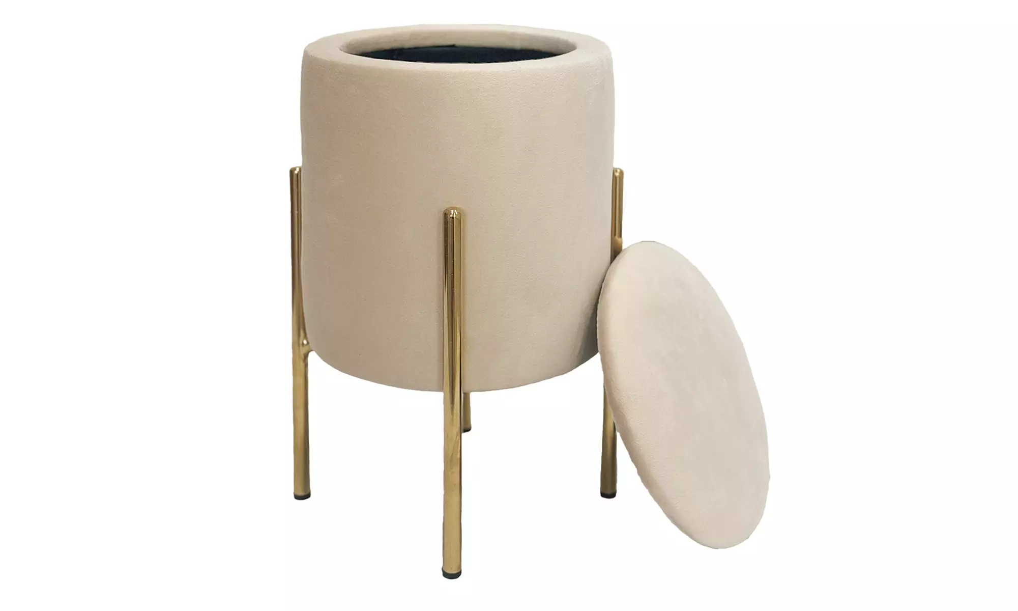 Puf de terciopelo con espacio de almacenamiento