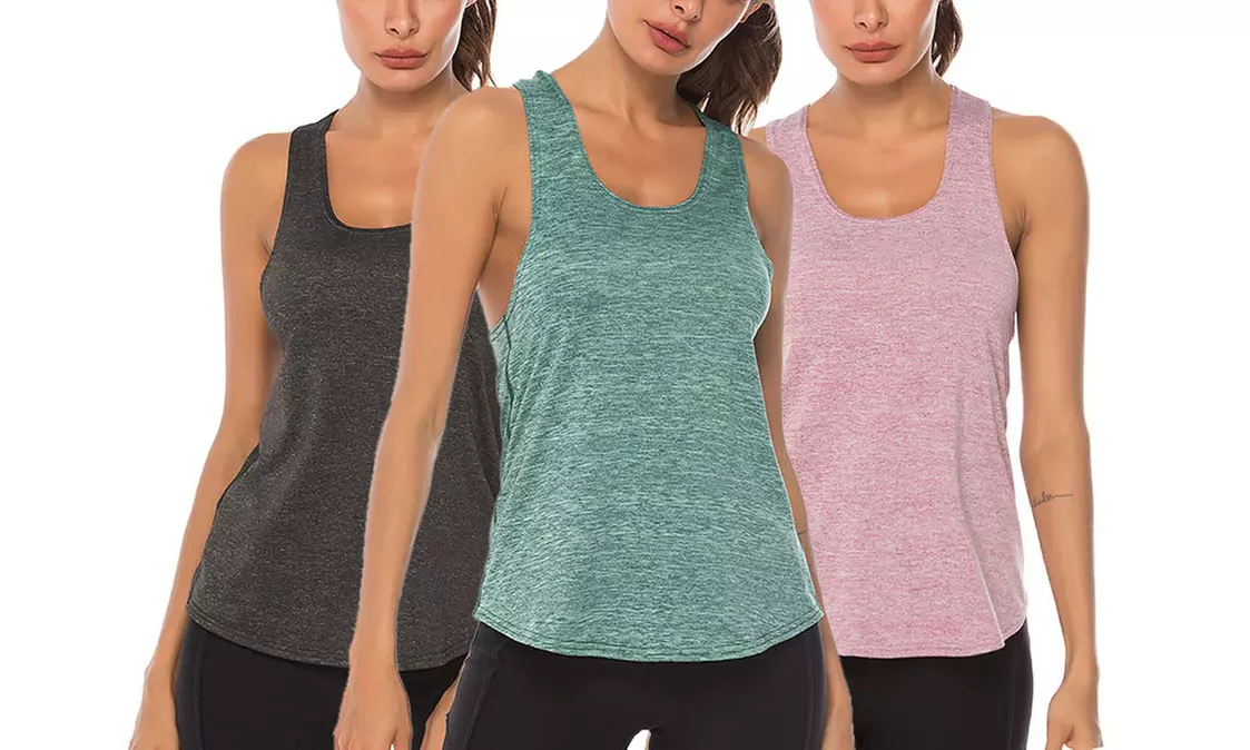 Women Open Back Loose fit Workout Racerback Tank Tops Sport Vest