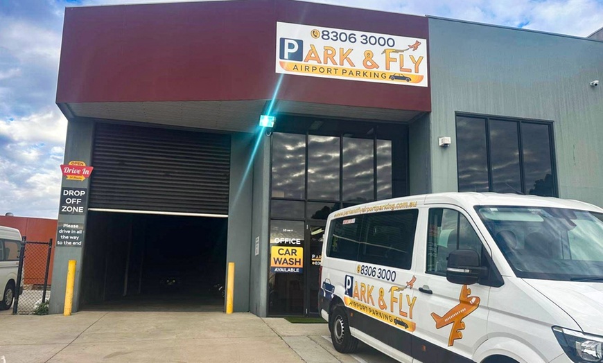 Image 1: Secure Outdoor or Undercover Airport Parking + Free Return Shuttle Bus