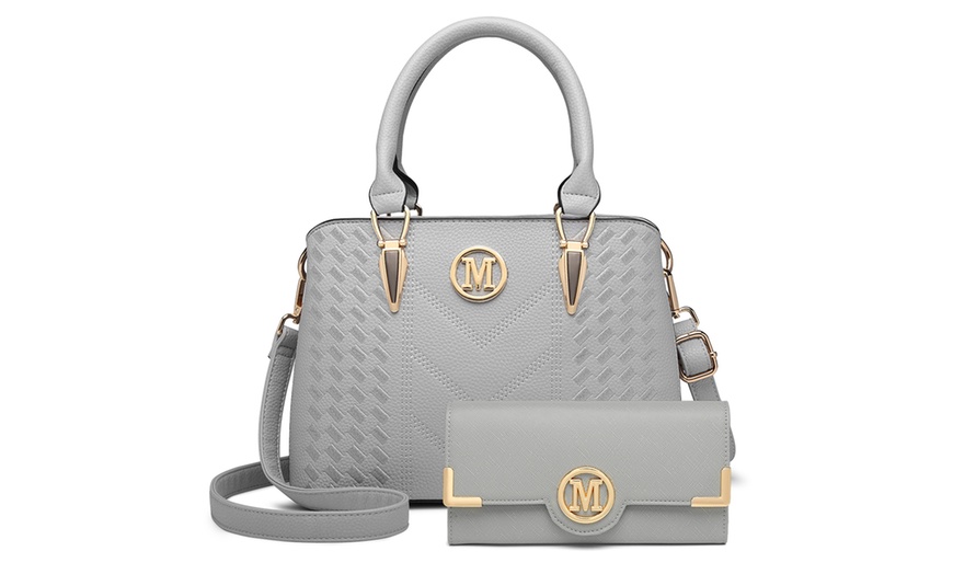 Image 4: PU Leather Texture Design Women's Handbag and Purse Set