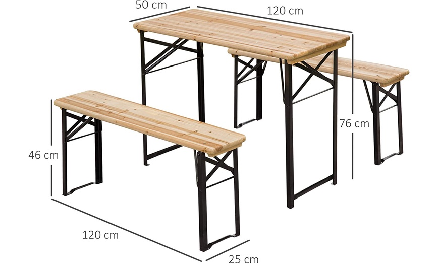 Image 30: Outsunny Outdoor Bench, Picnic, Wooden or Aluminium
