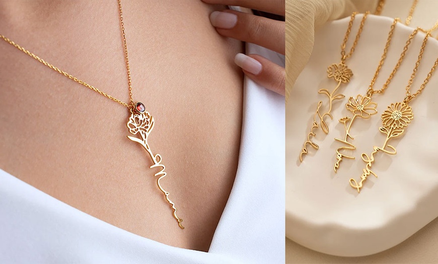 Image 5: Personalised Birth Flower Necklace