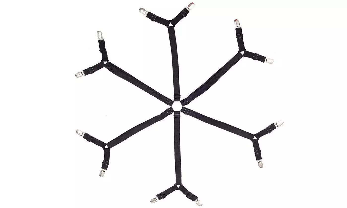 Bed Suspender Straps Mattress Fastener 6 Sides Holder Grippers Sheet Clips