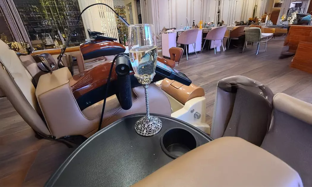 Indulge in a Gel Manicure or Gel Pedicure with a Glass of Champagne