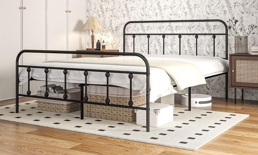 Image 3: HomCom Metal Bed Frames in Various Sizes and Colours