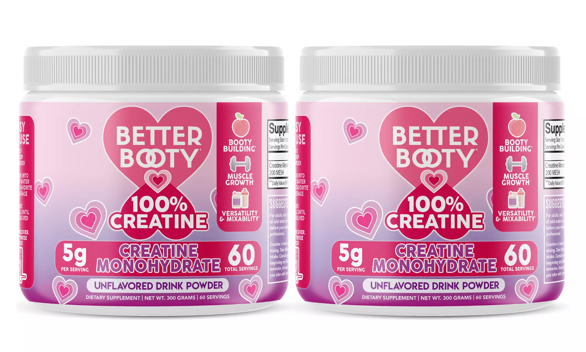 1, 2, or 4-Pack: Better Booty Creatine Powder for Women Unflavored Mix