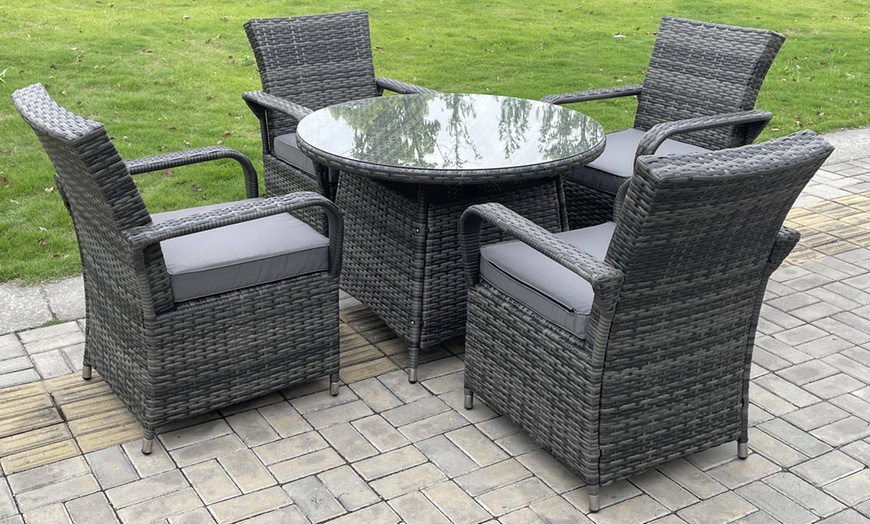 Image 1: Rattan Effect Garden Dining Set