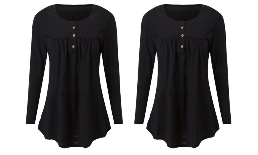 Image 6: Women's Long Sleeve Button Placket Top