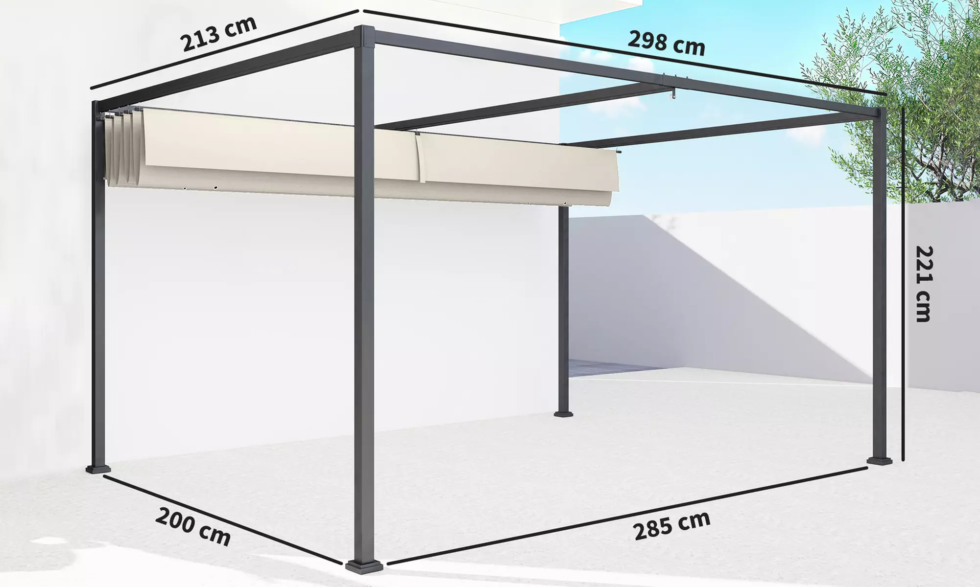 Outsunny Retractable Pergola Canopy