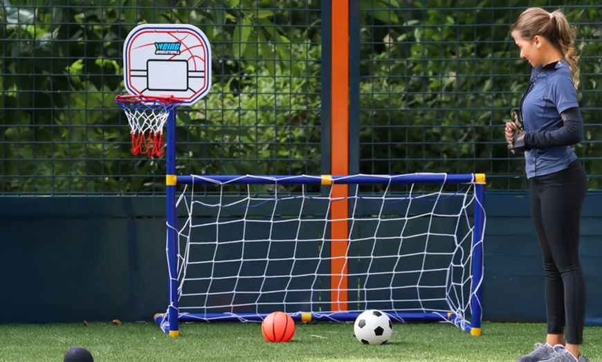 Image 2: 2-in-1 Basketball Hoop and Football Set