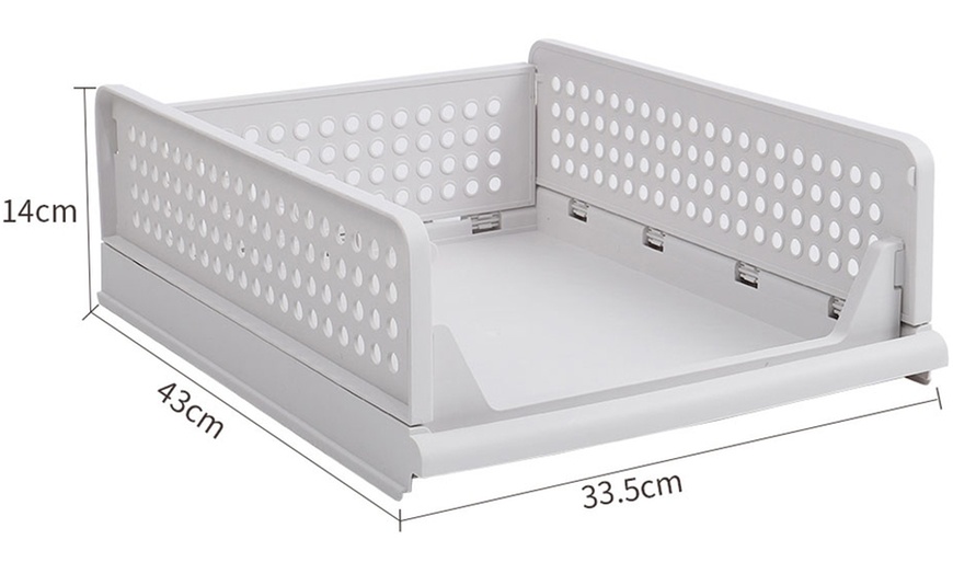 Image 5: Foldable Stackable Drawer Storage Basket 