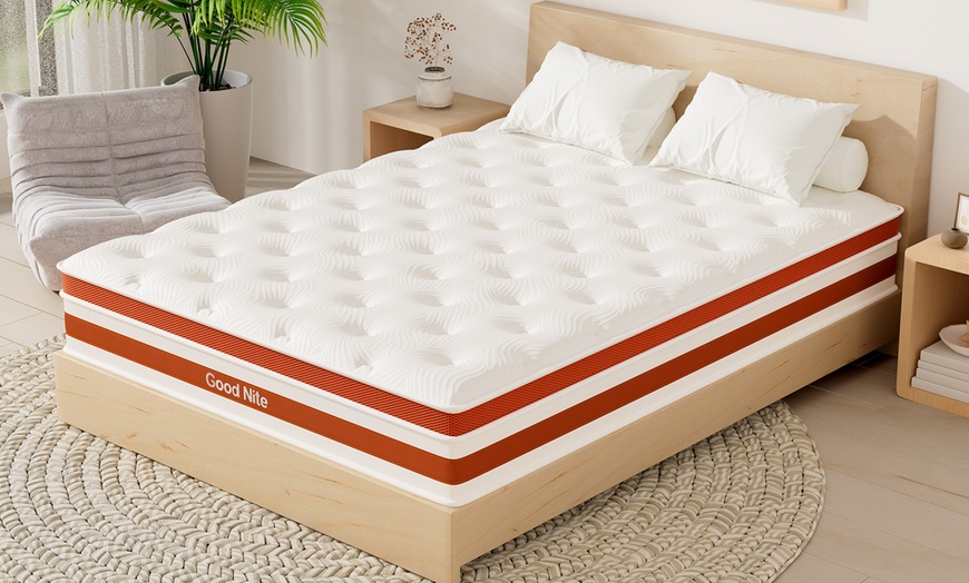 Image 1: Gude Night 28CM 7-Zone Pocket Spring Foam Mattress 5 Sizes To Choose