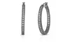 Black Rhodium Plated French Lock Hoops Made With Crystals From Swarovski