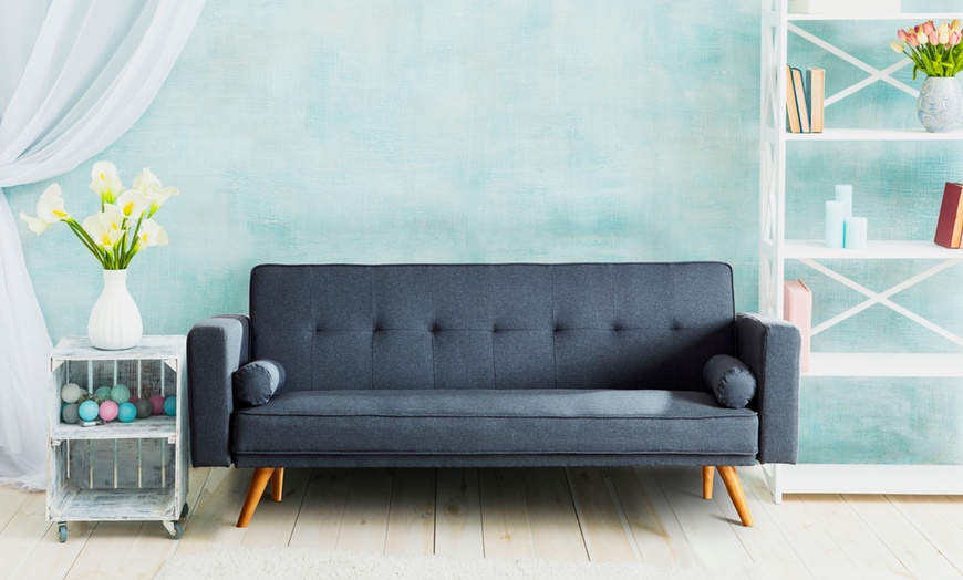 Image 1: Miriam Sofabed with Linen Fabric or Crushed Velvet Upholstery