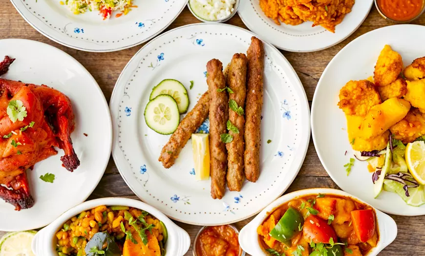 Image 1: 4-Course Indian Feast-Starter, Main, Side, Rice or Naan for 1, 2, or 4