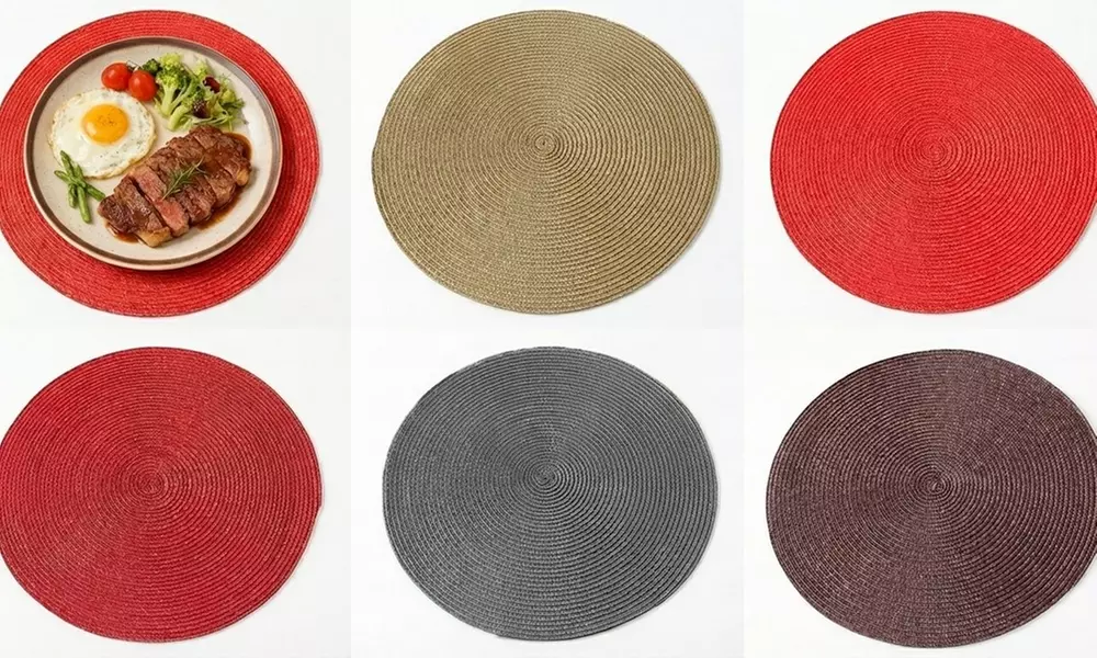 5x rundes, handgewebtes Tischset