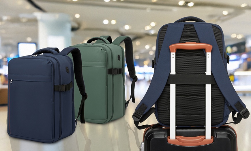 Image 1: Kono 20L Cabin Backpack with Red Trim for 15.6” Laptop Travel Daypack