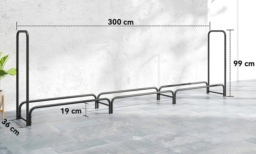 Image 9: Outsunny Metal Firewood Rack Log Holder