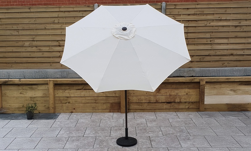 Image 5: Phoenix 2.5m Table Parasol in Beige with Base