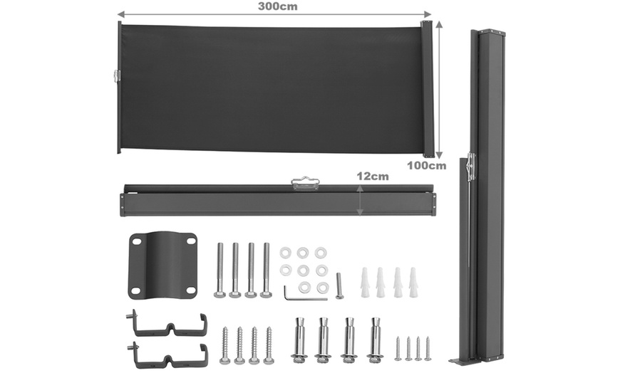 Image 9: Retractable Polyester One-Side Awning with Iron or Plastic Handle