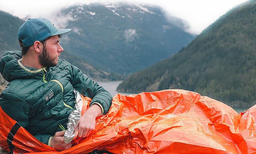 Image 4: 2-Pack Emergency Sleeping Bag Waterproof Thermal Bivy Sack Survival Camping Bag