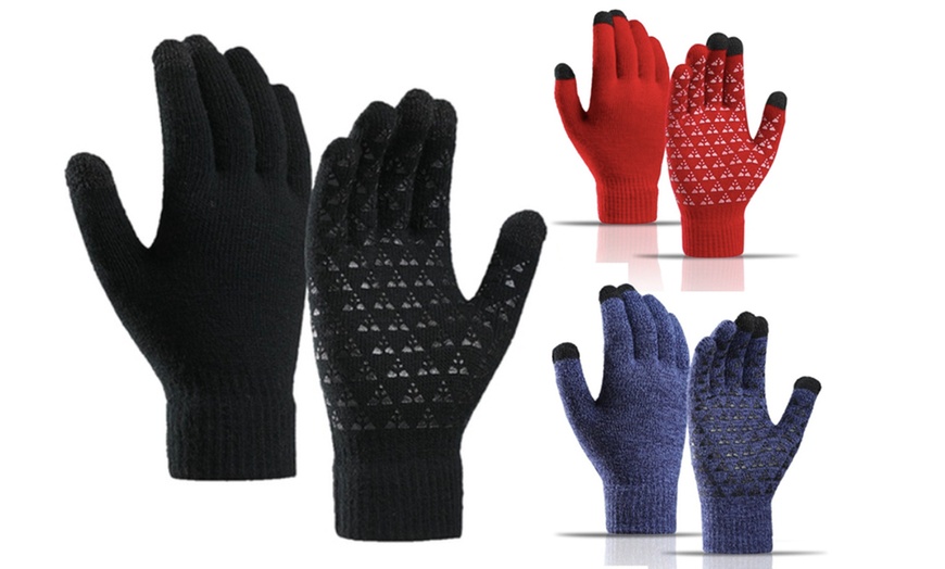 Image 1: Warm Knit Touchscreen Gloves