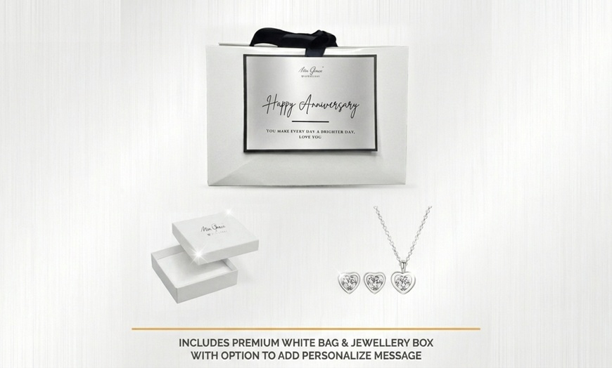 Image 2: Mia Grace Jewellery Austrian Crystal Heart Pendant & Earrings Gift Set