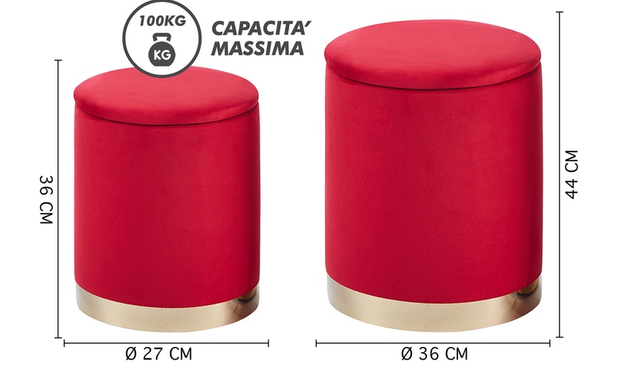 Image 10: Coppia di pouf contenitori in velluto