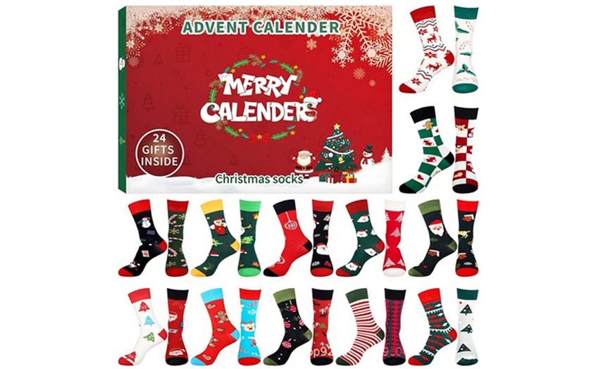Image 4: 24-Day Christmas-Themed Sock Advent Calendar