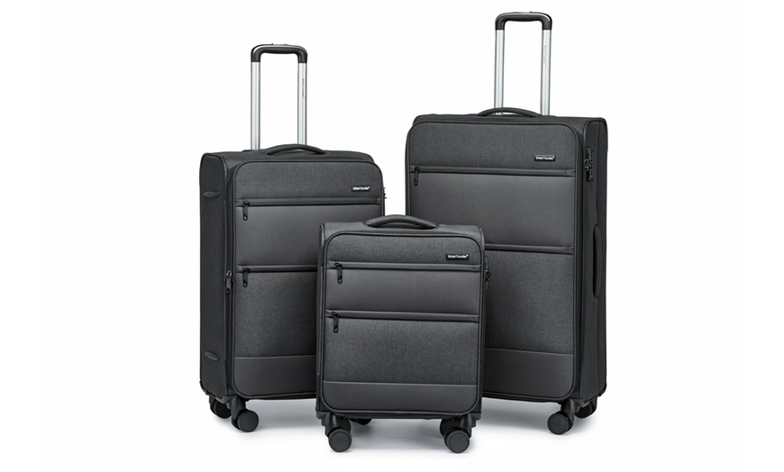 Image 9: Individual or 3 piece Soft Shell Suitcase Set