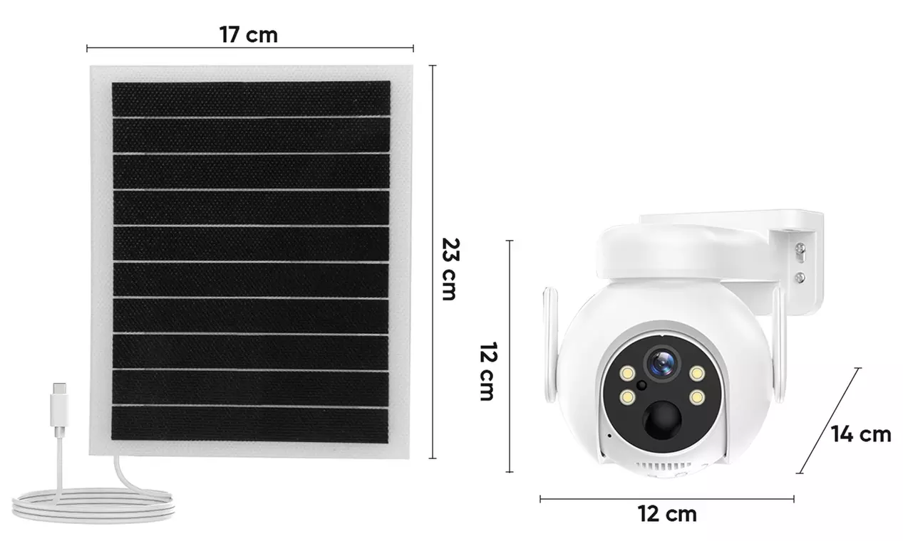 Caméra de vidéosurveillance avec recharge solaire, vision nocturne, inclinable jusqu’à 180° - Image 2