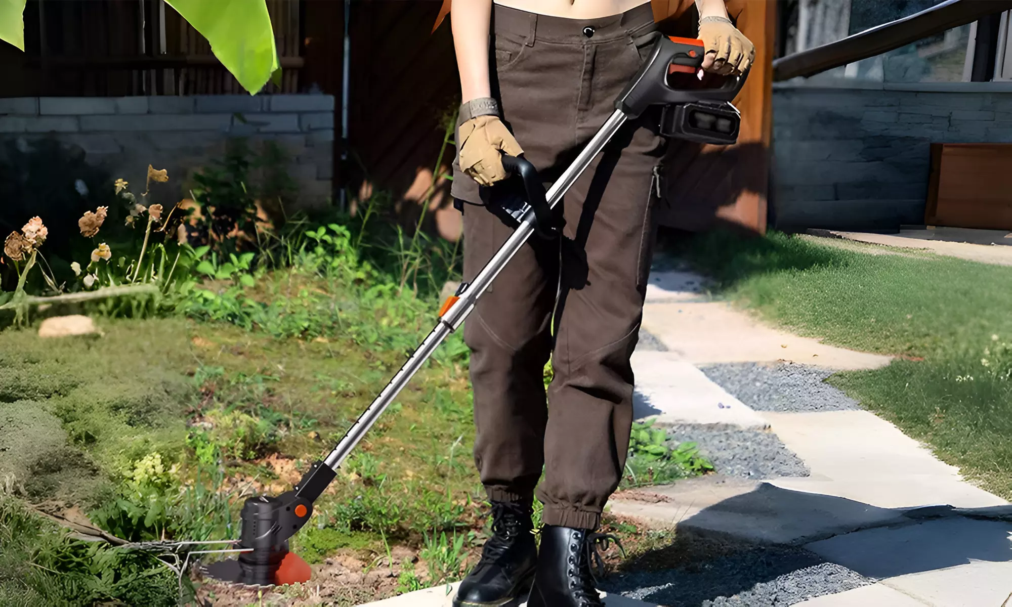 Desbrozadora eléctrica inalámbrica con doble batería de 48V