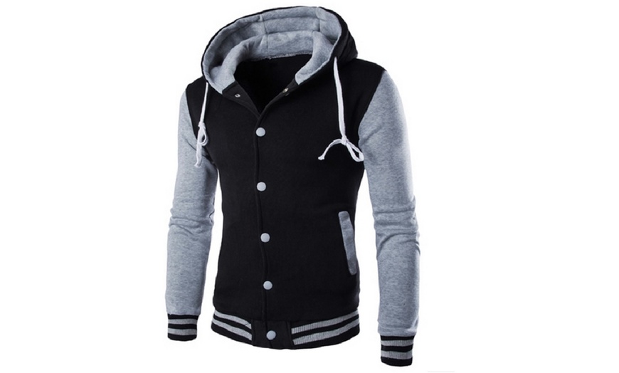 Image 2: Men's Hooded Baseball Jacket