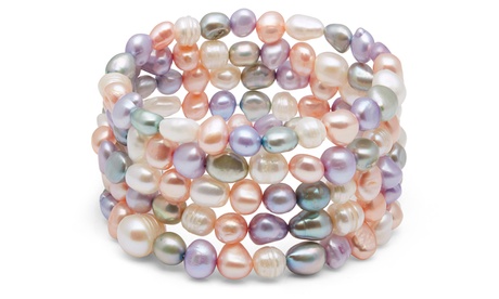 Set di 5 braccialetti multicolore OMG Jewel con perle coltivate d'acqua dolce