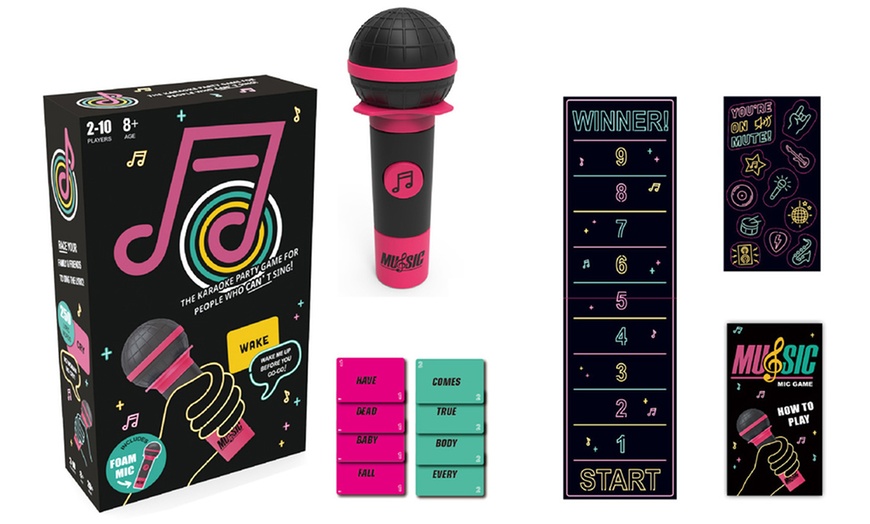 Image 4: Microphone Karaoke Party Board Game Card Set