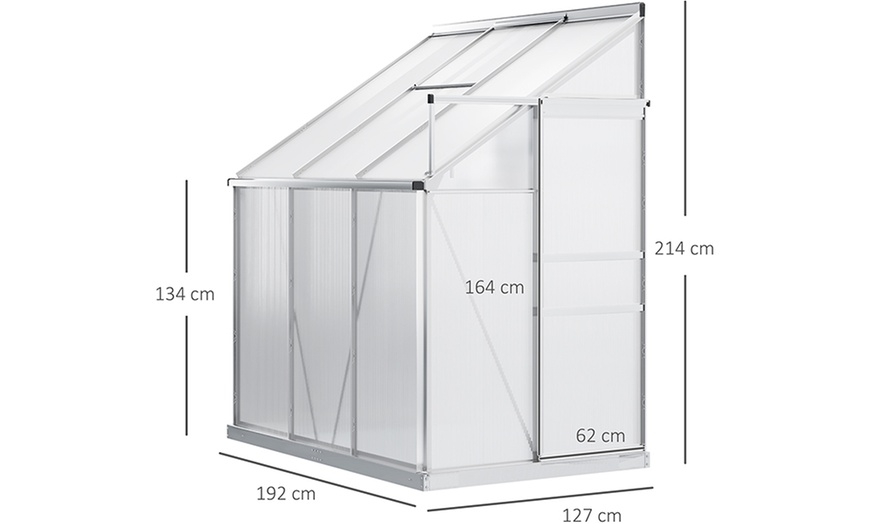 Image 6: Outsunny Lean to Wall Polycarbonate Greenhouse