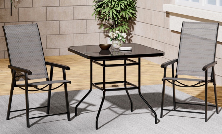 Image 14: Tempered Glass Table with Two Chairs