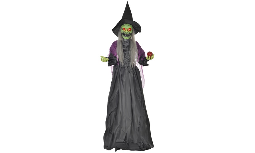 Image 18: Outsunny Voice Activated Halloween Animatronics Witch