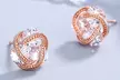 18K White Gold Floating Stones Caged Earrings with crystals from Swarovski - Second Medium